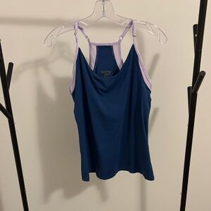 Lilly Pulitzer Luxletic Navy Tank Top with Lavender Trim and Adjustable Straps